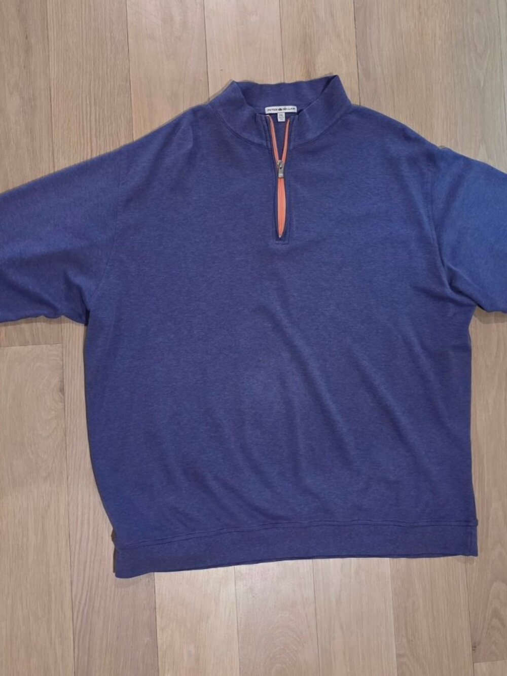 Peter Millar Quarter Zip Pullover Mens 2XL Blue Performance Knit Contrast Zip